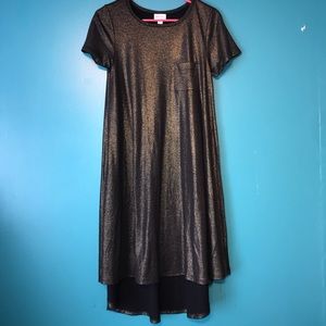 Lularoe XS Black and Gold METALLIC Carly